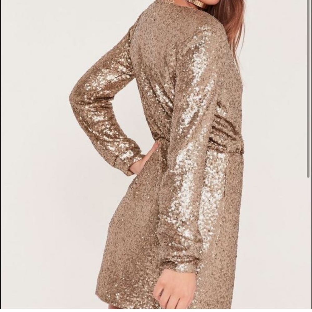 Gold Sequin Party Dress - Picture 4 of 8